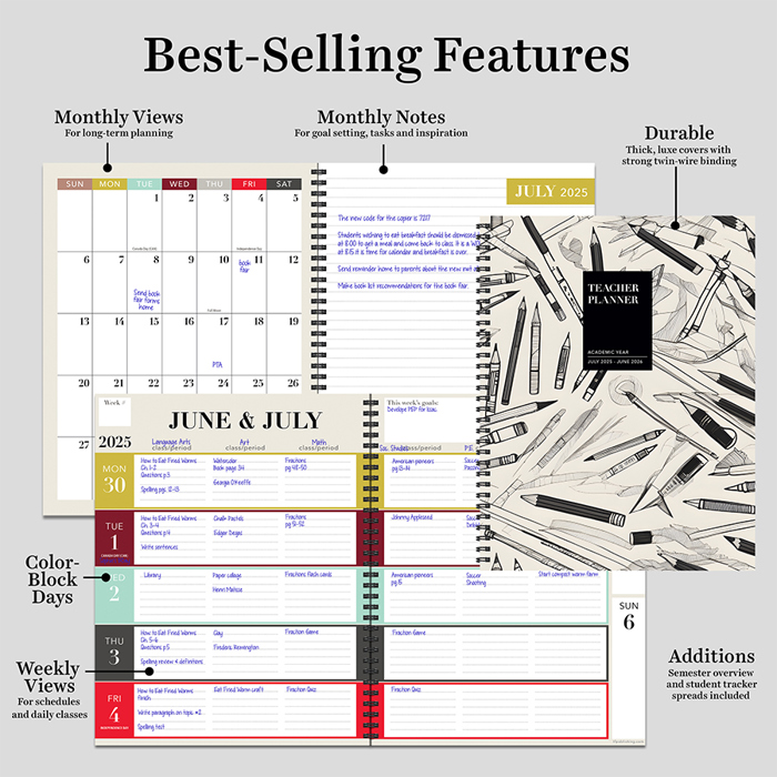 July 2025 - June 2026 Vintage Ink & Lead Teacher and Home School Lesson Planning Book