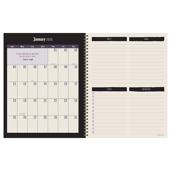 July 2025 - June 2026 Garden of Green Large Weekly Monthly Planner