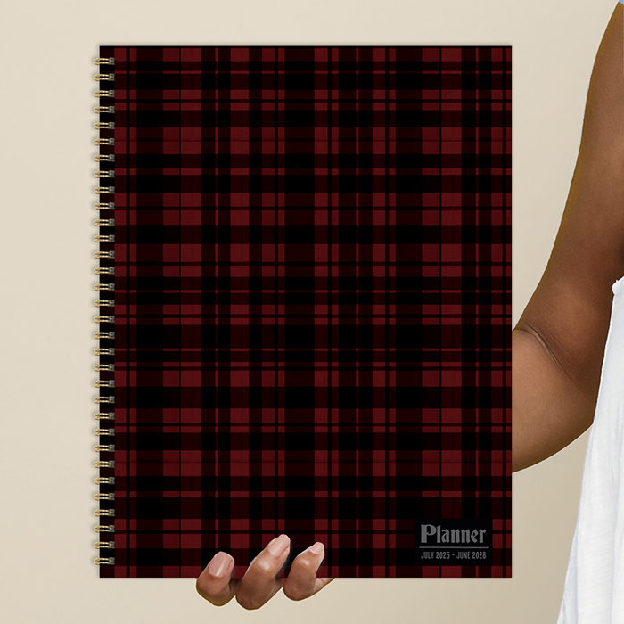 July 2025 - June 2026 Gwen Plaid Large Weekly Monthly Planner