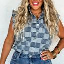 X-Small Lainey Checker Denim Vest
