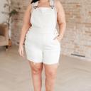  Judy Blue- Anna High Rise Garment Dyed Cutoff Shortalls in Ecru 