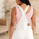  Judy Blue- Anna High Rise Garment Dyed Cutoff Shortalls in Ecru 