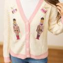 L-XL Beige and Pink Nutcracker Sweater