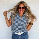 Lainey Checker Denim Vest