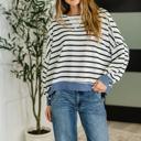 Small Cute in Comfort Crew Neck Pullover in White, Black and Denim