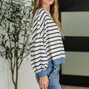  Cute in Comfort Crew Neck Pullover in White, Black and Denim