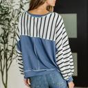  Cute in Comfort Crew Neck Pullover in White, Black and Denim