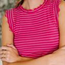 Small Doodle Me In Lettuce Round Neck Top in Hot Pink