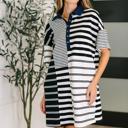  Everlasting Love Striped Collared Dress in Black and Navy