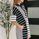  Everlasting Love Striped Collared Dress in Black and Navy