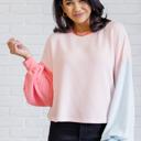 Medium Hit Me With Your Best Shot Colorblock Top in Light Pink