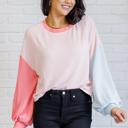  Hit Me With Your Best Shot Colorblock Top in Light Pink