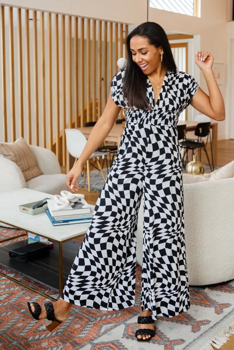 Osborn Wide Leg Patterned Jumpsuit- 3XL (PLUS SIZE)