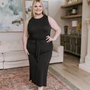  Out on the Town Tie Detail Midi Dress in Charcoal- 3X (PLUS SIZE)