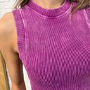 S-M Pink Over and Out Cropped Ribbed Tank in Lt