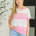  Parlour Picnic Color Block Knit Top in Pink