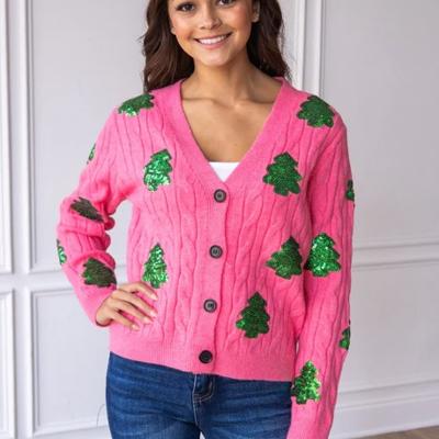 Sequin Trees Cardigan