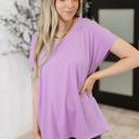 Small Top Shelf Basic V-Neck Ribbed Tee in Lavender