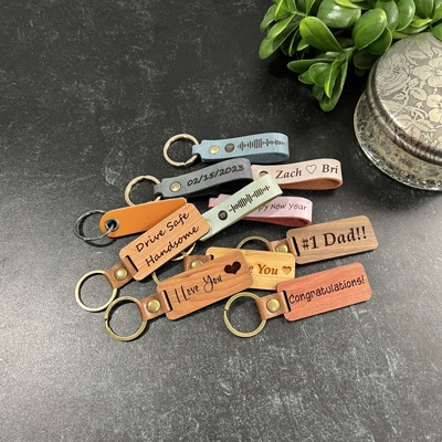 Engraved Keychain Collection – Personalized Wood & Leather Gifts