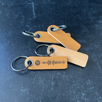 Song Code Engraved Leather Keychain