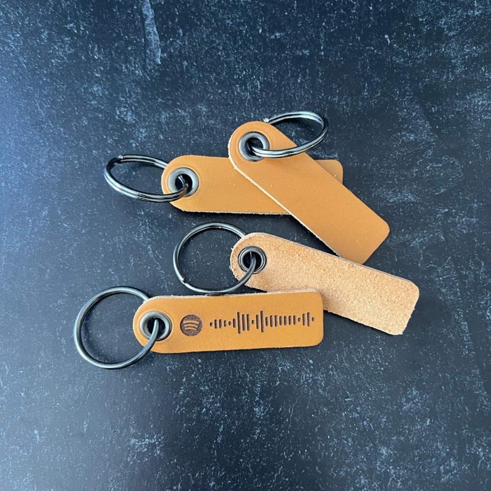 Song Code Engraved Leather Keychain