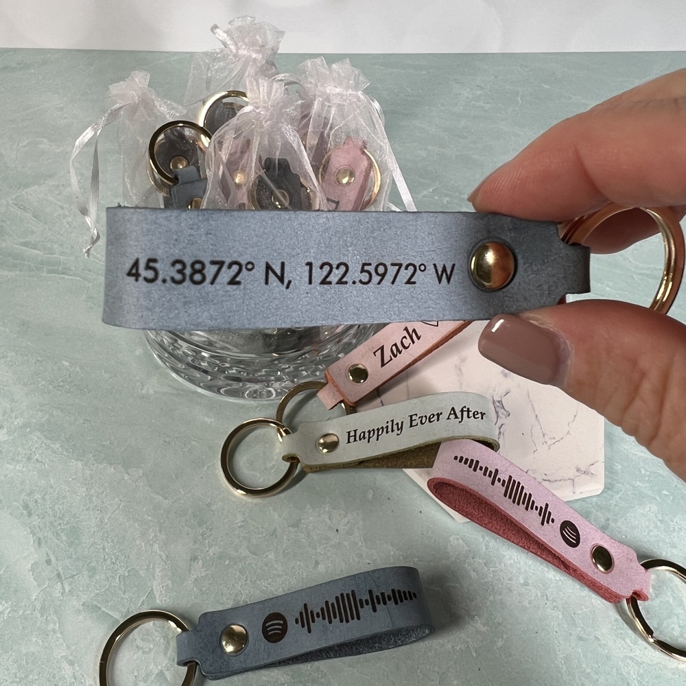 Personalized Leather Keychain in Four Color Options