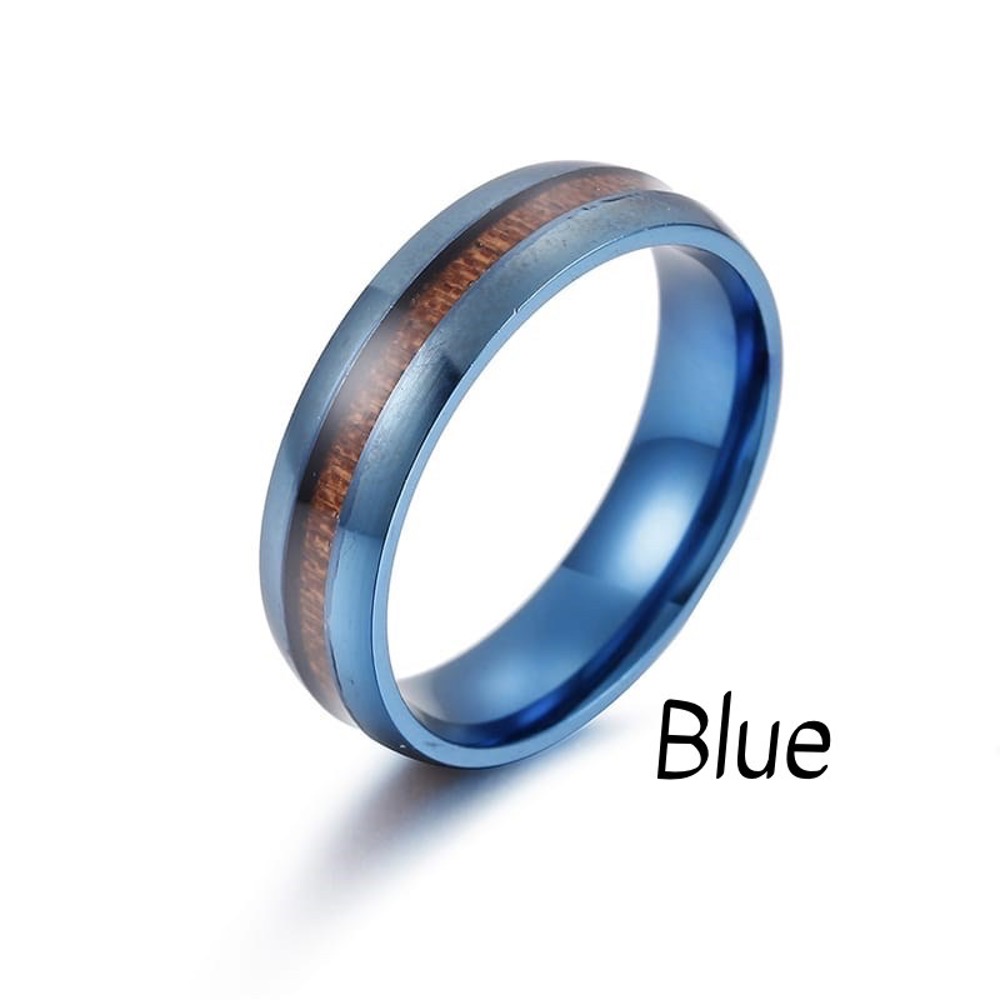 Men's Stainless Ring with Wooden Inlay