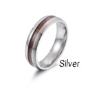  Men's Stainless Ring with Wooden Inlay