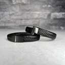  Unisex Stainless Steel Black PU Leather Braided Bracelet