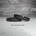  Unisex Stainless Steel Black PU Leather Braided Bracelet