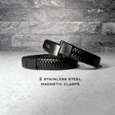  Unisex Stainless Steel Black PU Leather Braided Bracelet