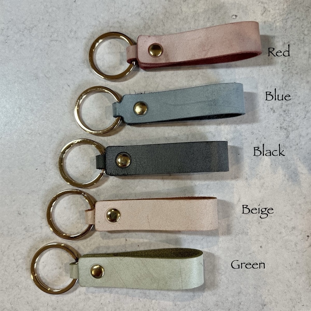 Personalized Leather Keychain in Four Color Options