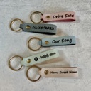 Red Personalized Leather Keychain in Four Color Options