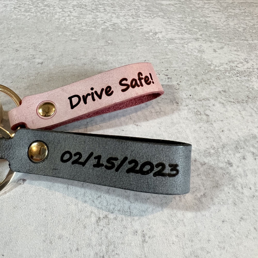 Personalized Leather Keychain in Four Color Options