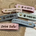 Red Personalized Leather Keychain in Four Color Options