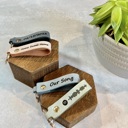 Blue Personalized Leather Keychain in Four Color Options