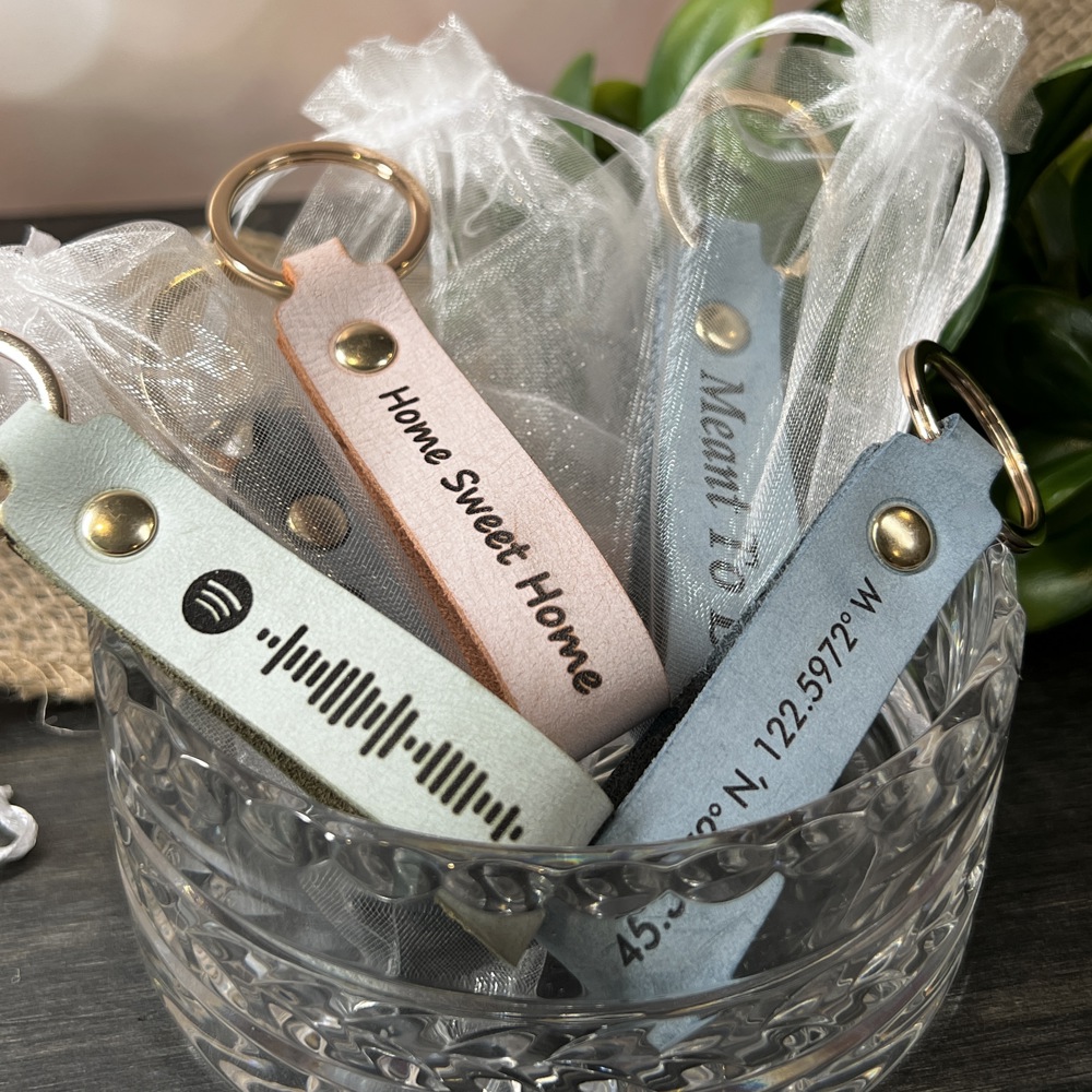 Personalized Leather Keychain in Four Color Options