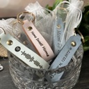 Blue Personalized Leather Keychain in Four Color Options