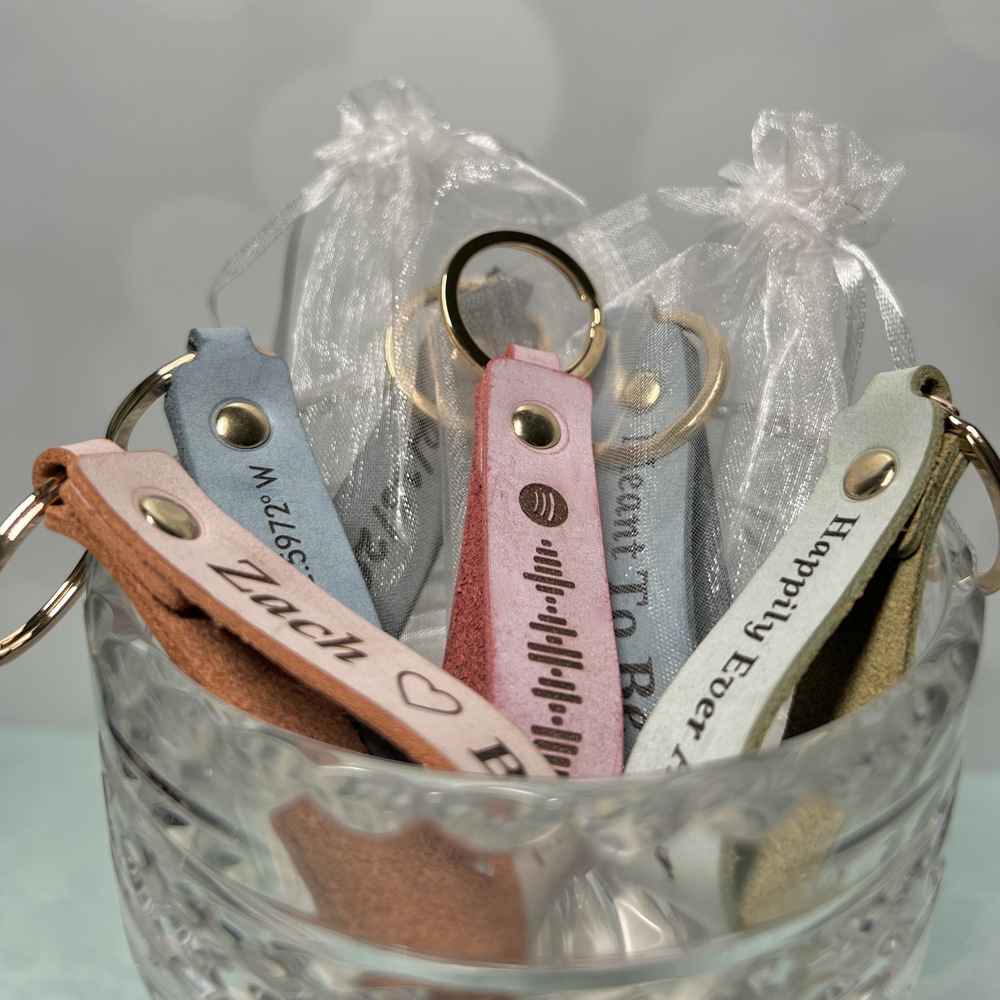 Personalized Leather Keychain in Four Color Options