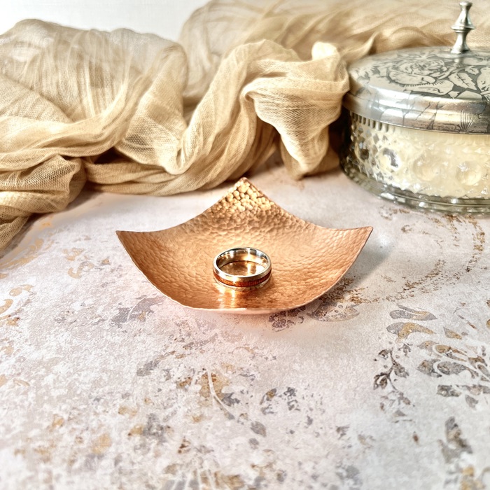 Handmade Modern Copper Jewelry and Ring Dish; Two Finish Options