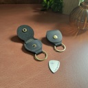  Metal Guitar Pick Keychain with Leather Pouch – Choose Your Style