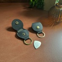  Metal Guitar Pick Keychain with Leather Pouch – Choose Your Style