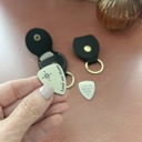  Metal Guitar Pick Keychain with Leather Pouch – Choose Your Style