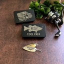 PAPA Personalized Fishing Lure Gift Set with Bass Flag Engraved Tin; Custom Christmas Gift Idea