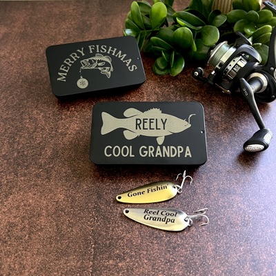 Christmas Gift Set for Grandpa From Grandkids, Reel Cool Grandpa and Gone Fishin' Engraved Lures
