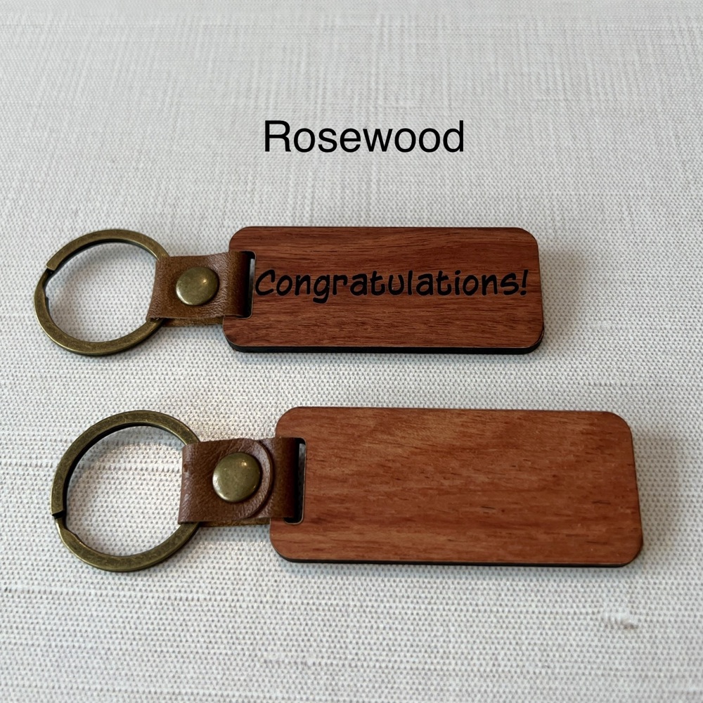 Custom Engraved Wood Keychains in Four Colors