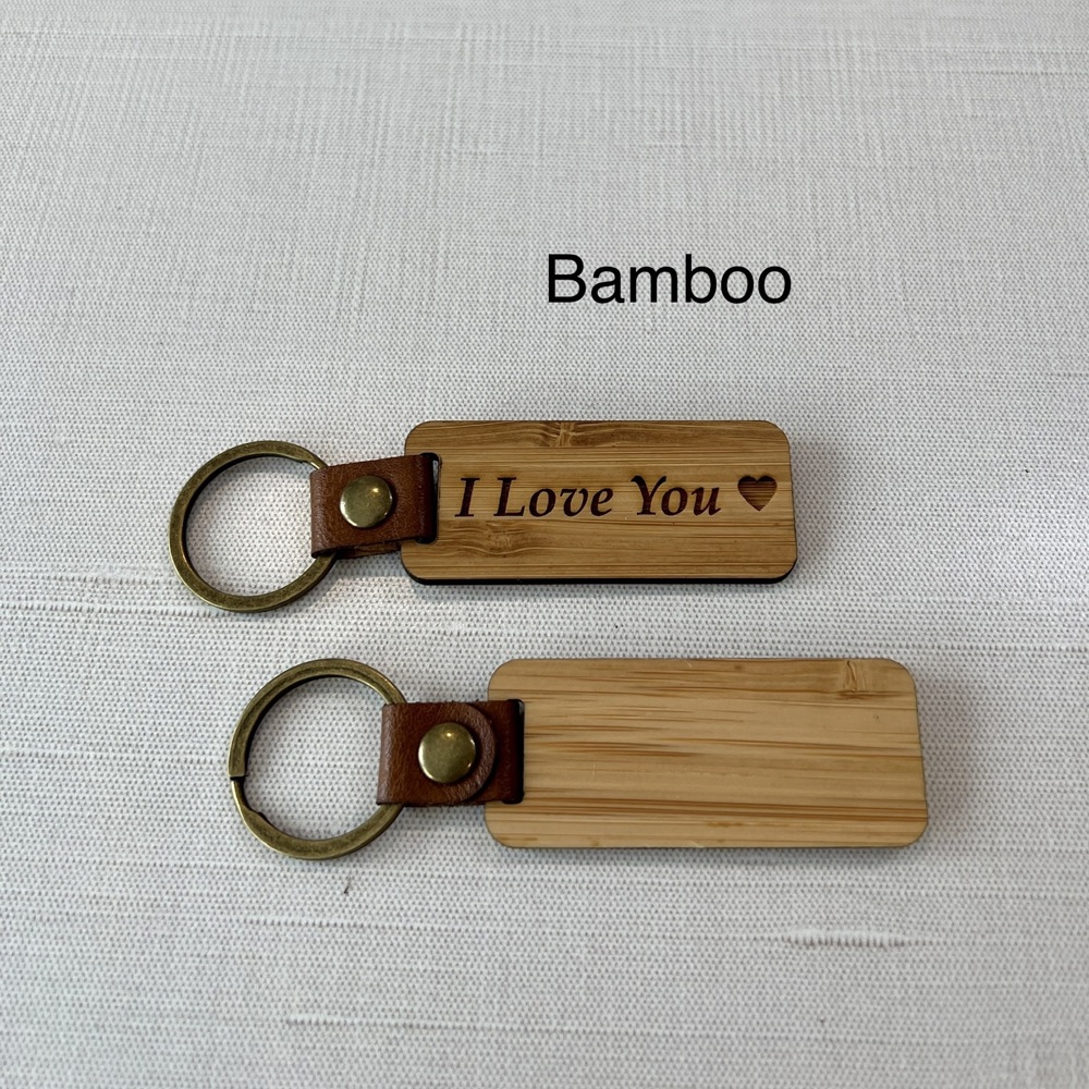 Custom Engraved Wood Keychains in Four Colors