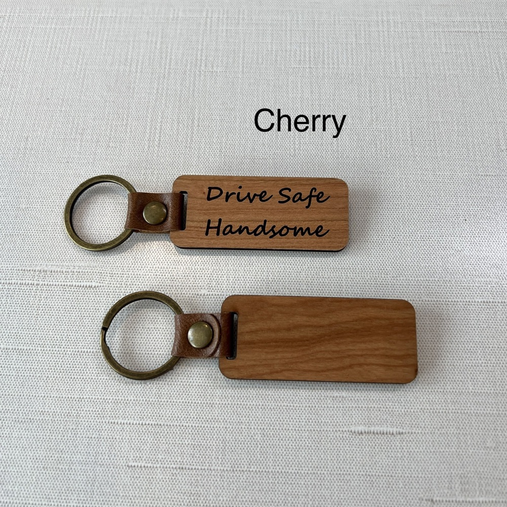 Custom Engraved Wood Keychains in Four Colors