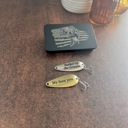  Personalized Fishing Lure Gift Set with Bass Flag Engraved Tin; Custom Christmas Gift Idea