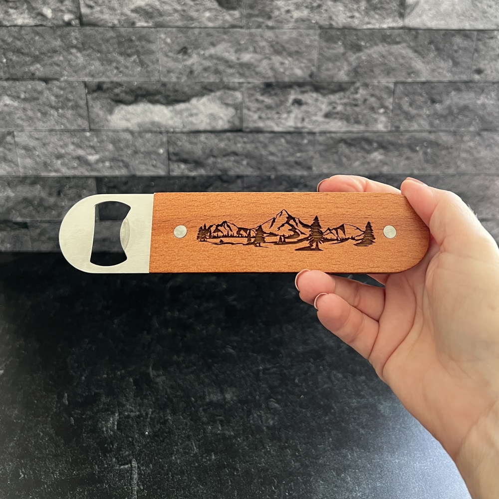 Stainless Steel and Wood Bottle Opener